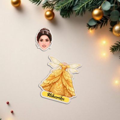Personalized Yellow Dress Cinderella Princess Bobblehead Caricature Theme for Kids Birthday Gift, Kids Room & Home Decor Birthday Return Gift for Girls Battery Powered Shaking Head
